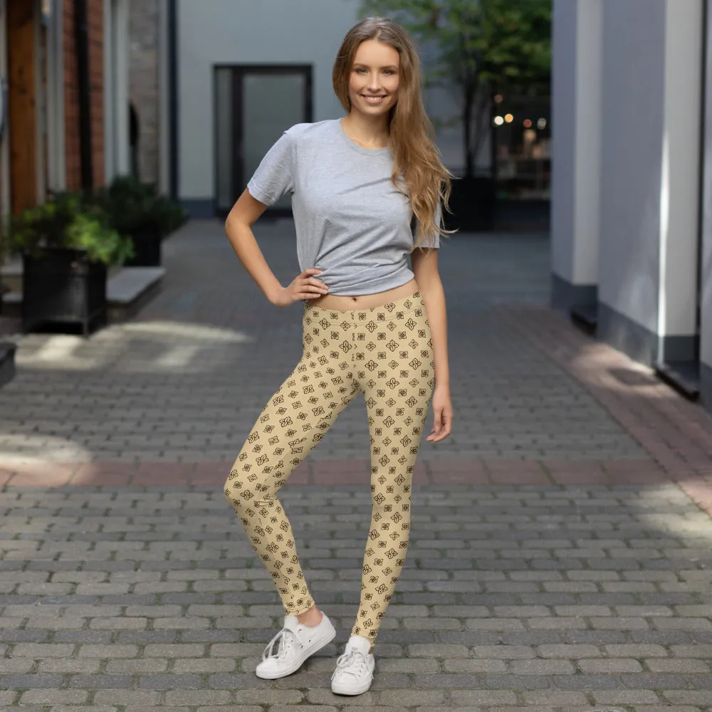 Cool S Pattern All Over Print Leggings - Style 2 Tan
