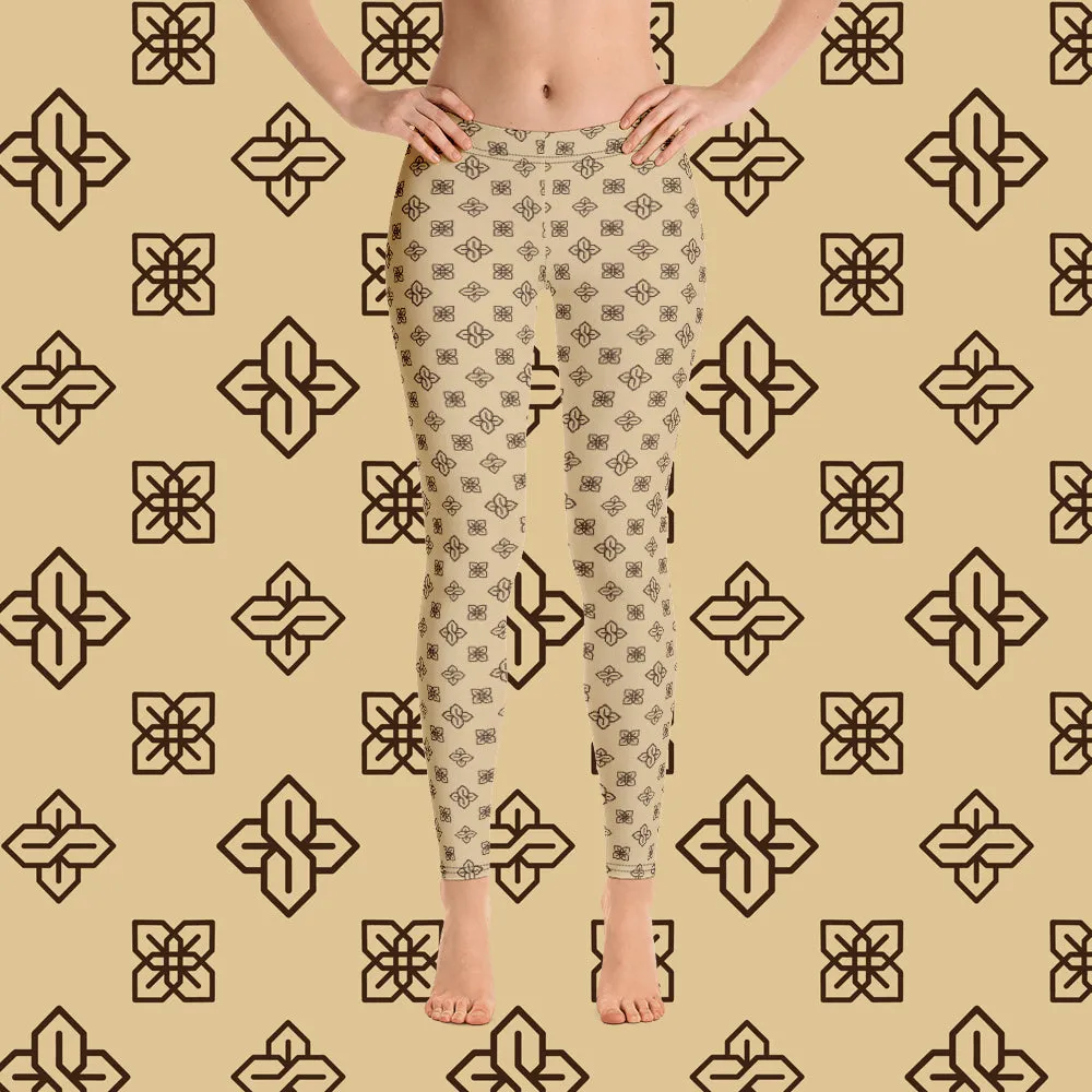 Cool S Pattern All Over Print Leggings - Style 2 Tan