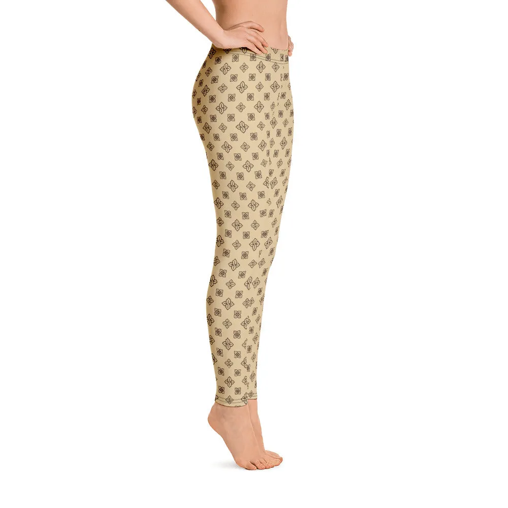 Cool S Pattern All Over Print Leggings - Style 2 Tan