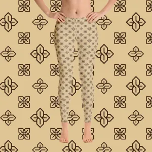 Cool S Pattern All Over Print Leggings - Style 2 Tan