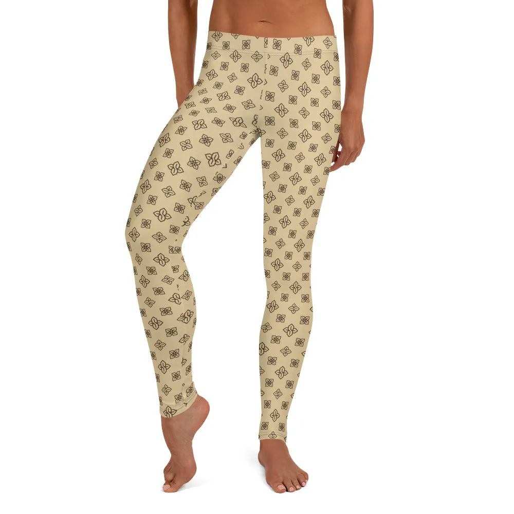 Cool S Pattern All Over Print Leggings - Style 2 Tan