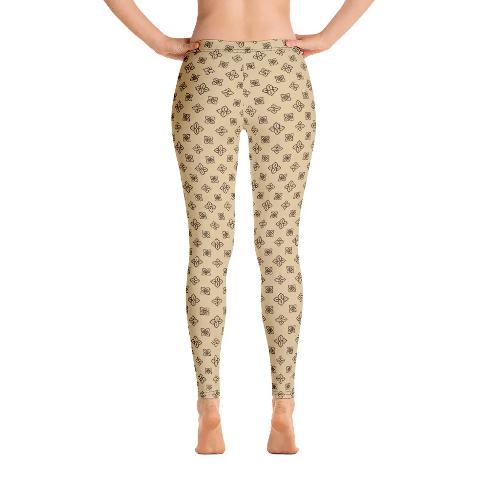 Cool S Pattern All Over Print Leggings - Style 2 Tan