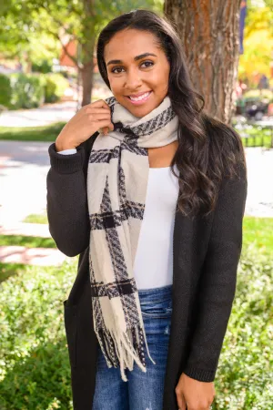 Cozy Babe Beige Plaid Scarf - 11/1/2022