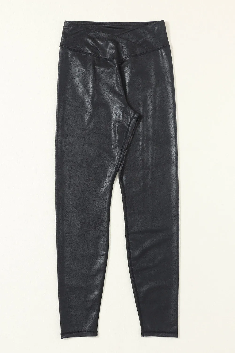 High Waisted Black Tummy Control Nylon Leggings
