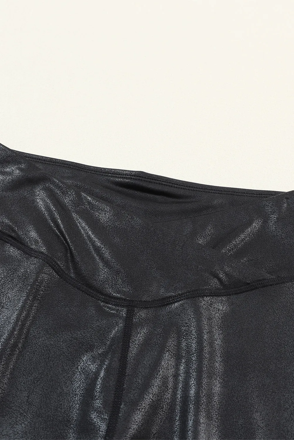 High Waisted Black Tummy Control Nylon Leggings