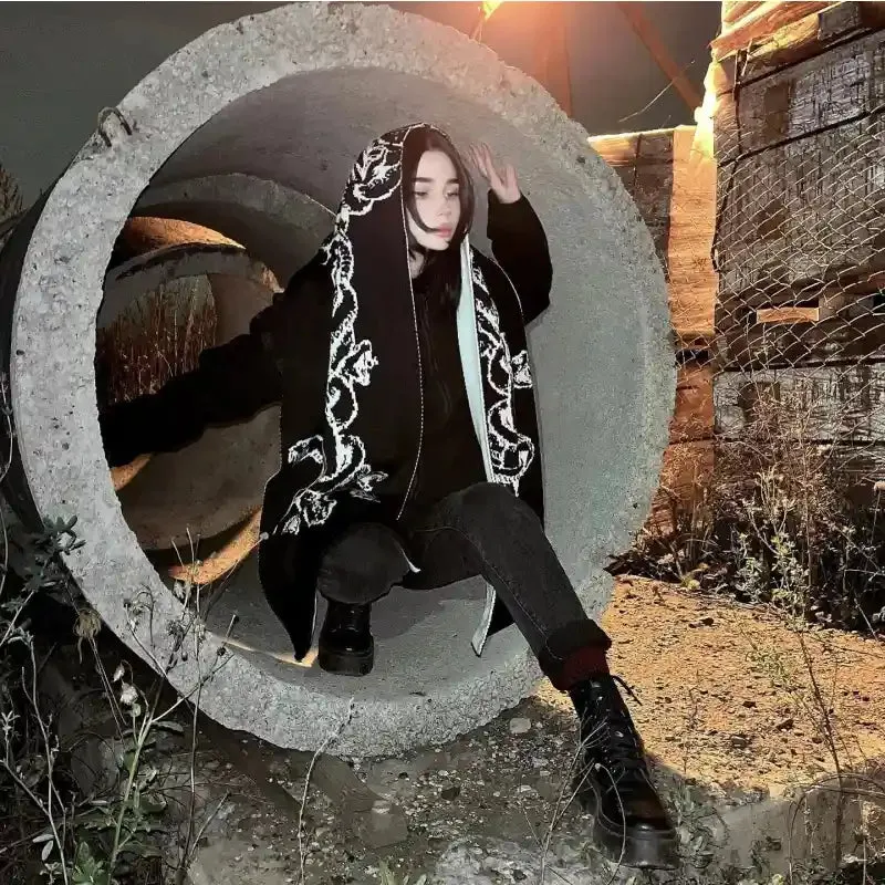 Large Warm Scarf Vintage Gothic Snake Print