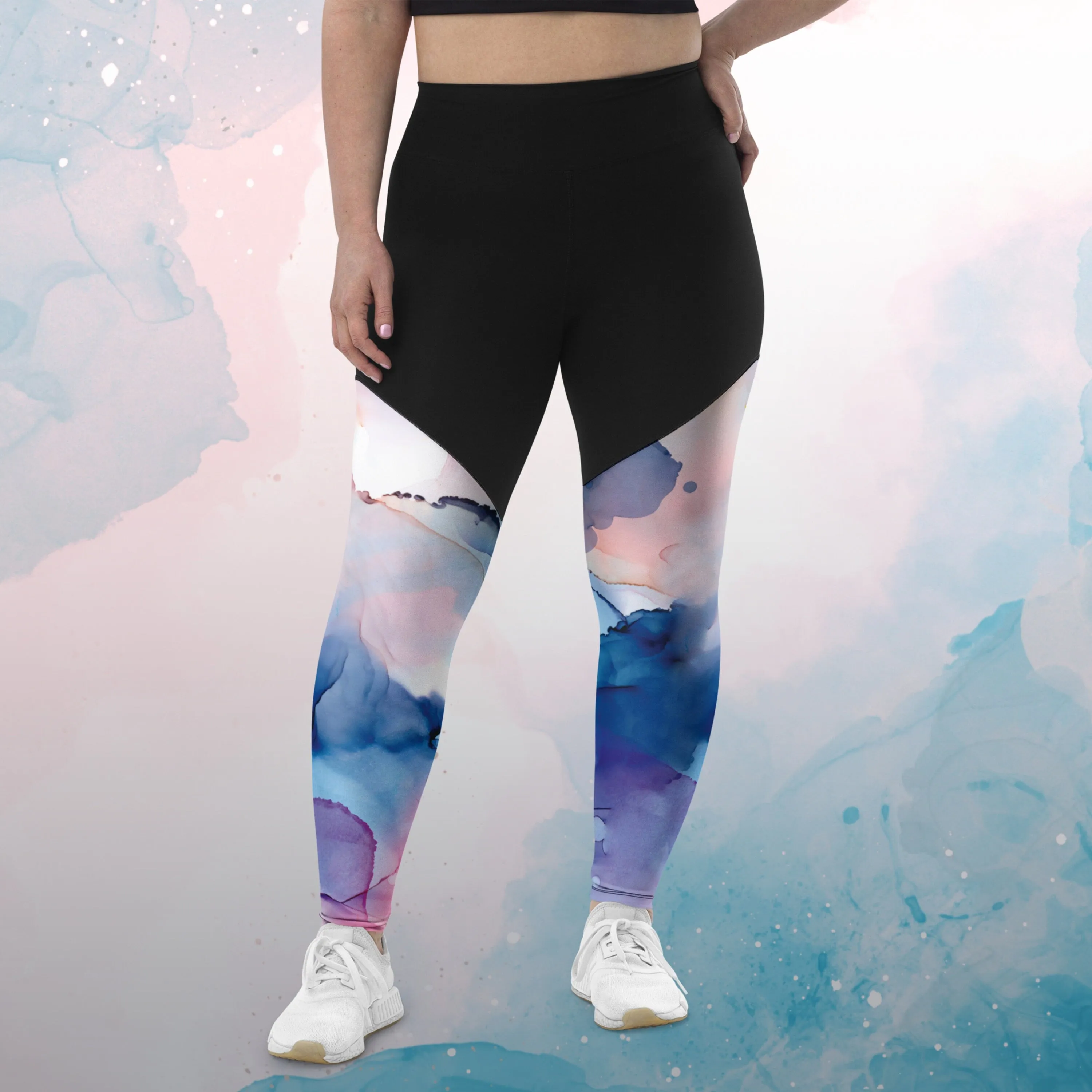 Pastel Marbling Compression Sports Leggings