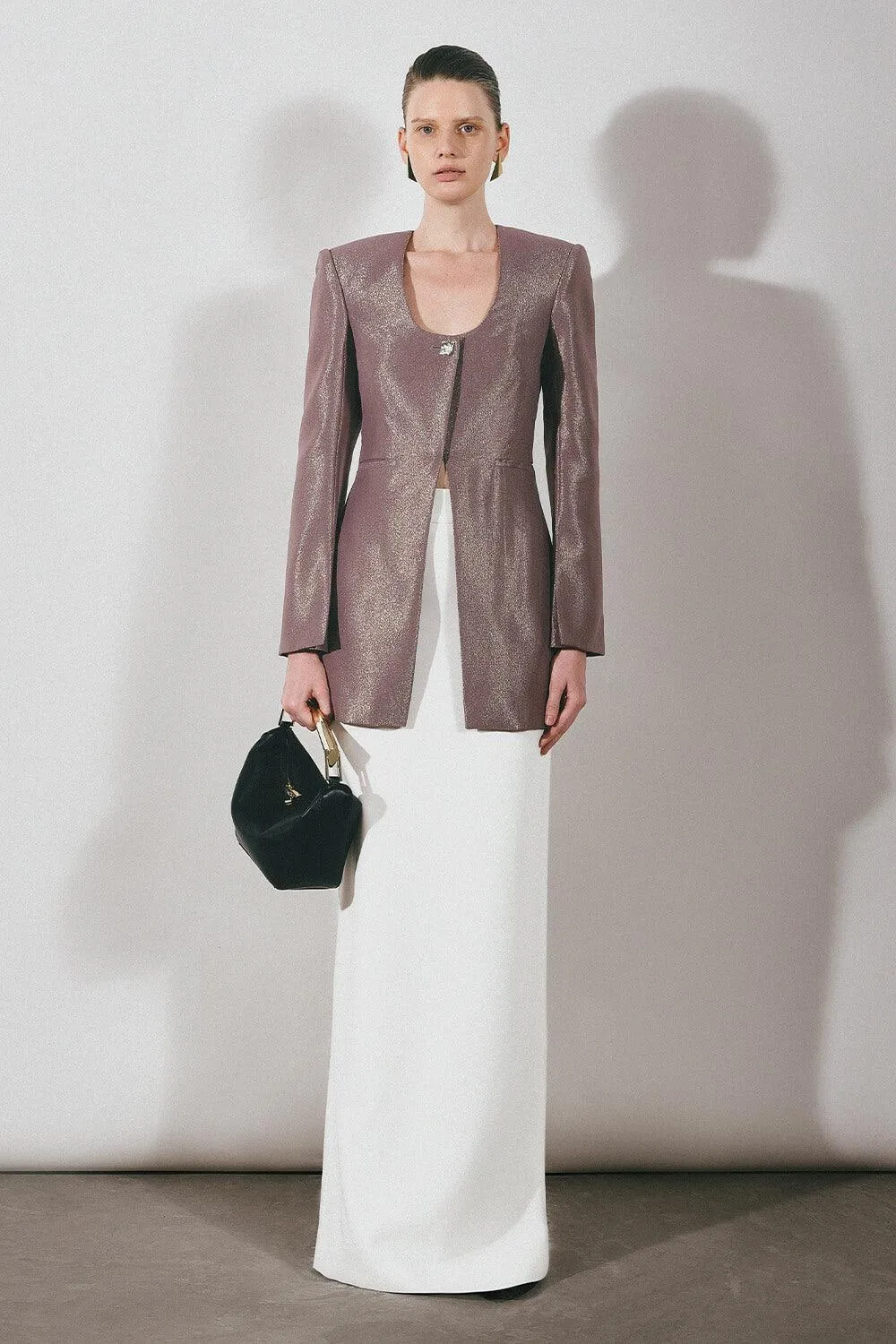 Pristine Sheath Scoop Neck Georgette Blazer