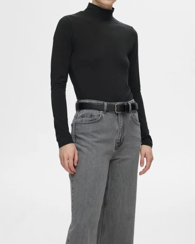 SLFMANJA LS HIGH NECK | BLACK