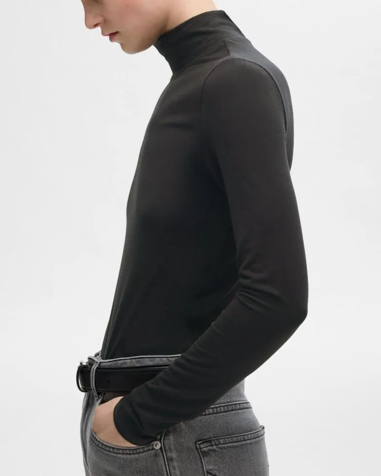 SLFMANJA LS HIGH NECK | BLACK