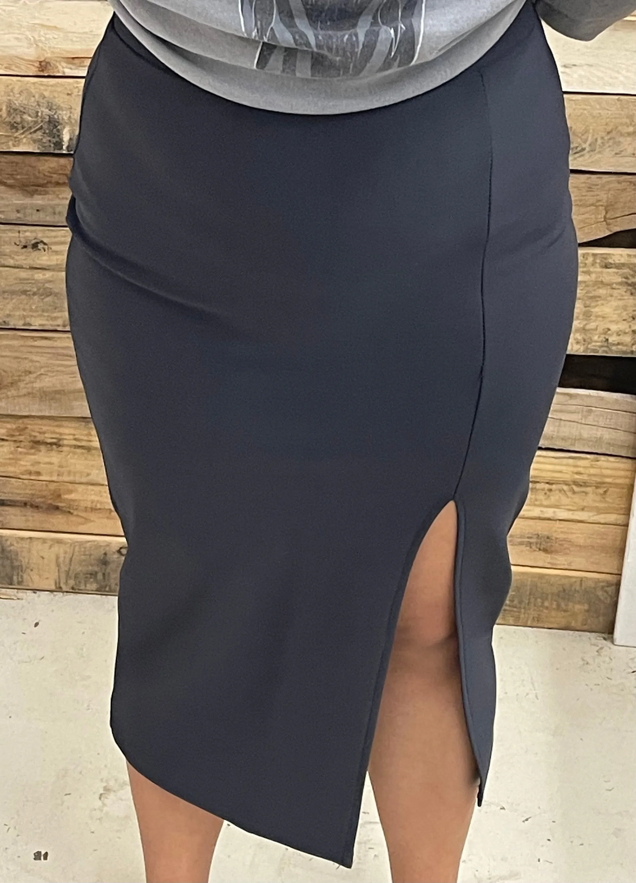 Solid Skirt with slight front slit