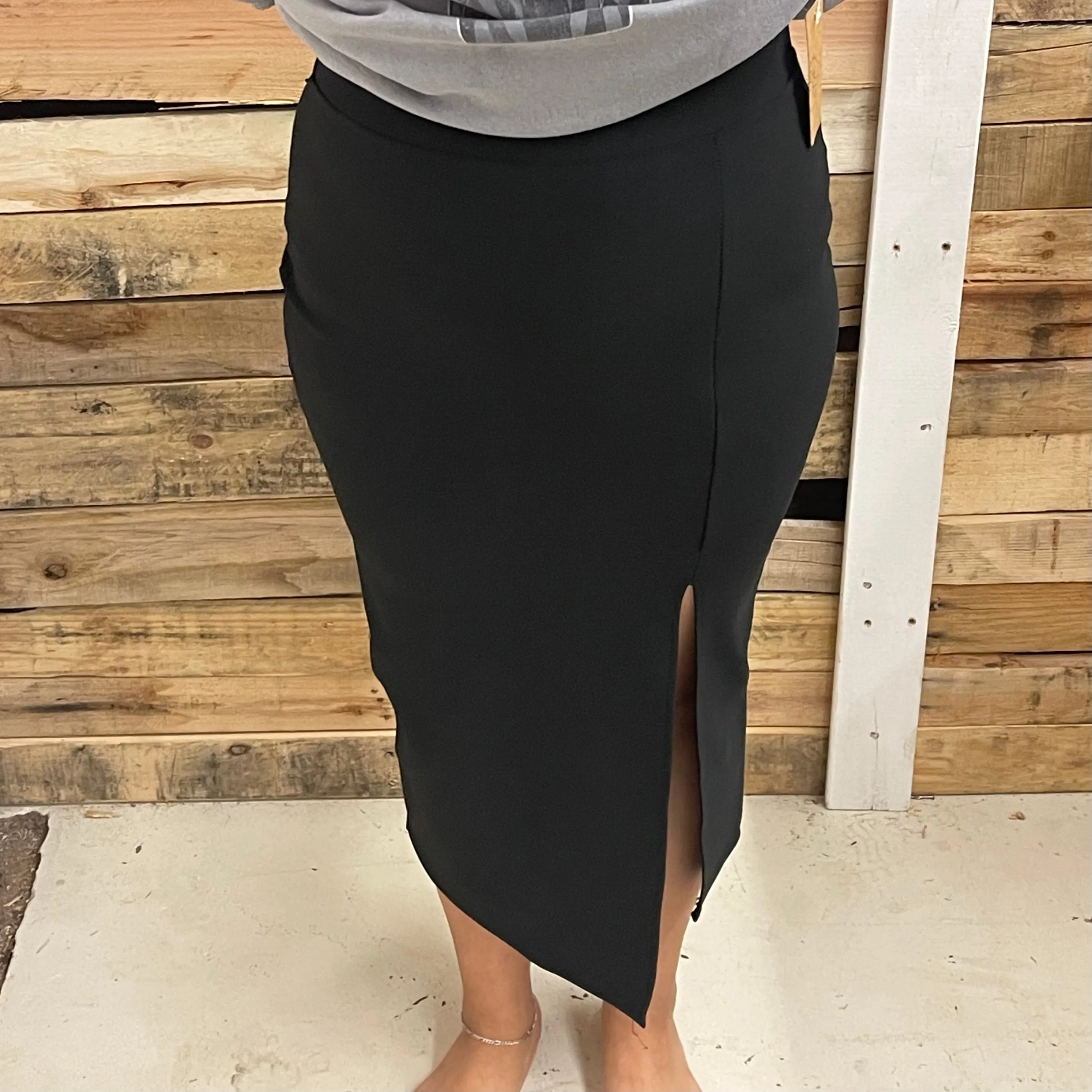 Solid Skirt with slight front slit