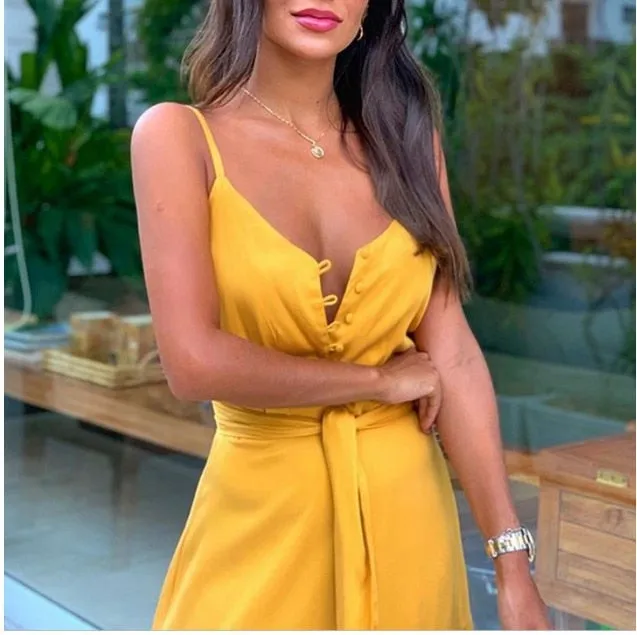 VenusFox Women Summer Green Elegant Maxi Dress Fashion Spaghetti Strap V Neck Belt Party Long Dresses Ladies Casual 2021 Plus Size Robe