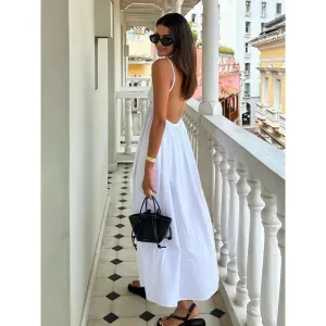 Women's Backless Sleeveless V Neck Summer Long Dress